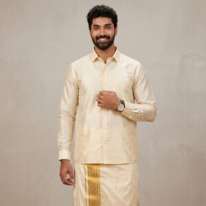Men's Premium Silk Dhoti Set & Gold Traditional Wear